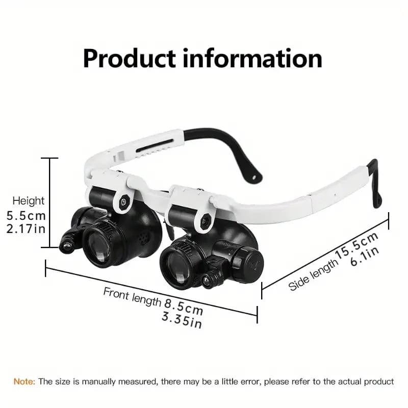 Aura LED Head Magnifier | Adjustable Hands-Free 8X 15X 23X Viewing 