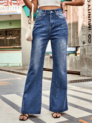 High Rise Bootcut Jeans with Pockets 