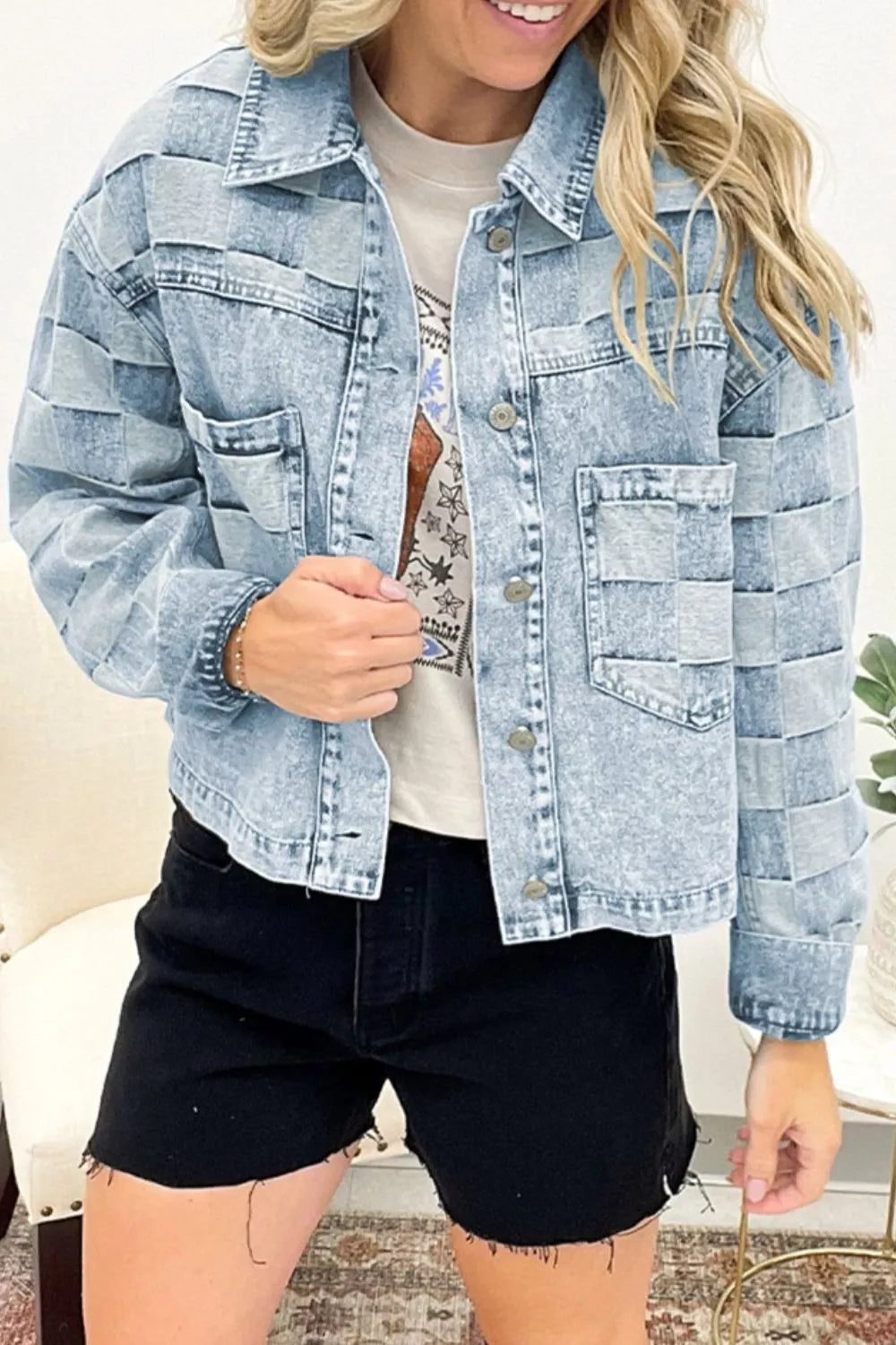 Button Up Wash Denim Jacket 