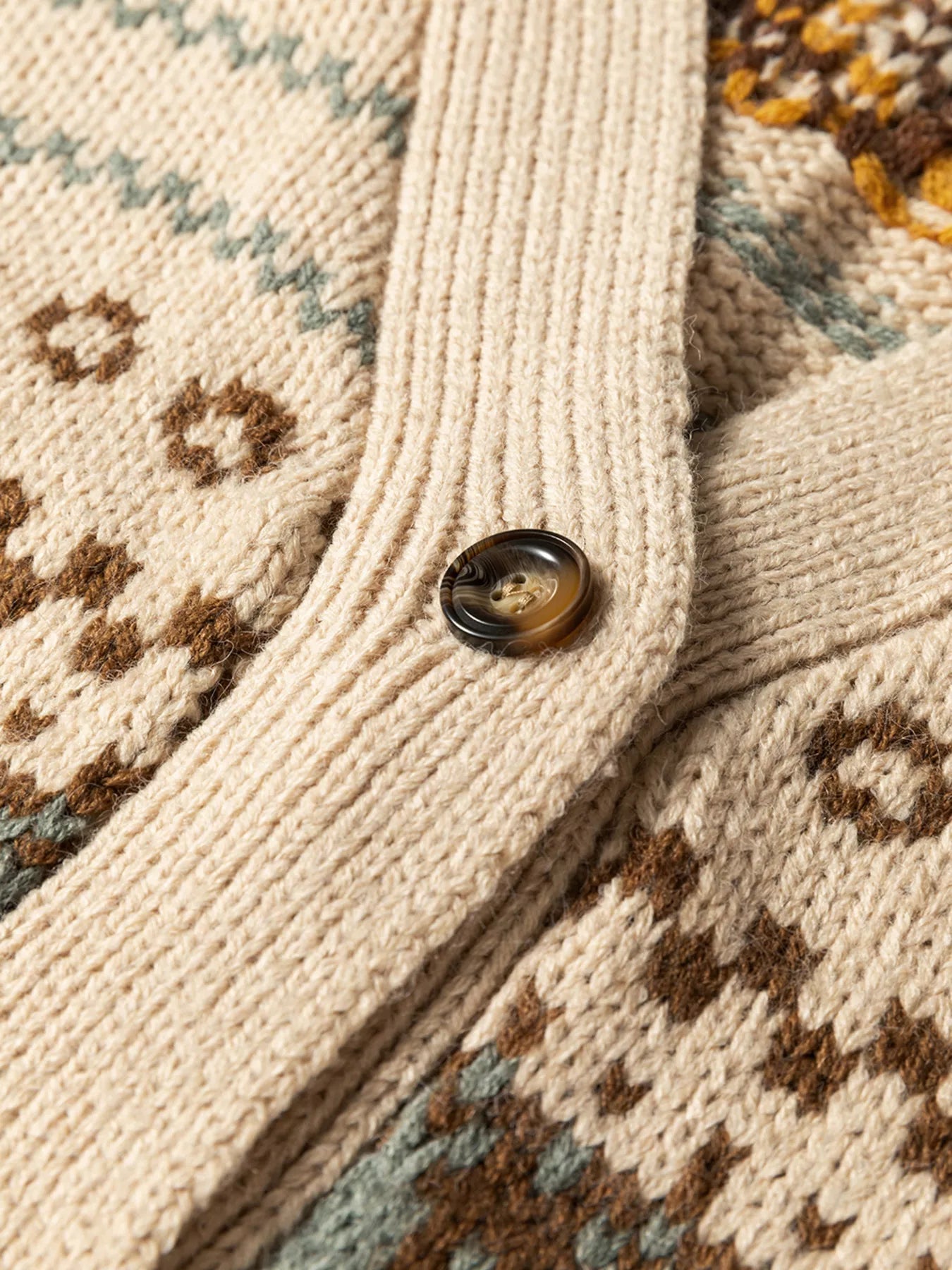 Western Pattern Knitted Button V Neck Cardigan Sweater 