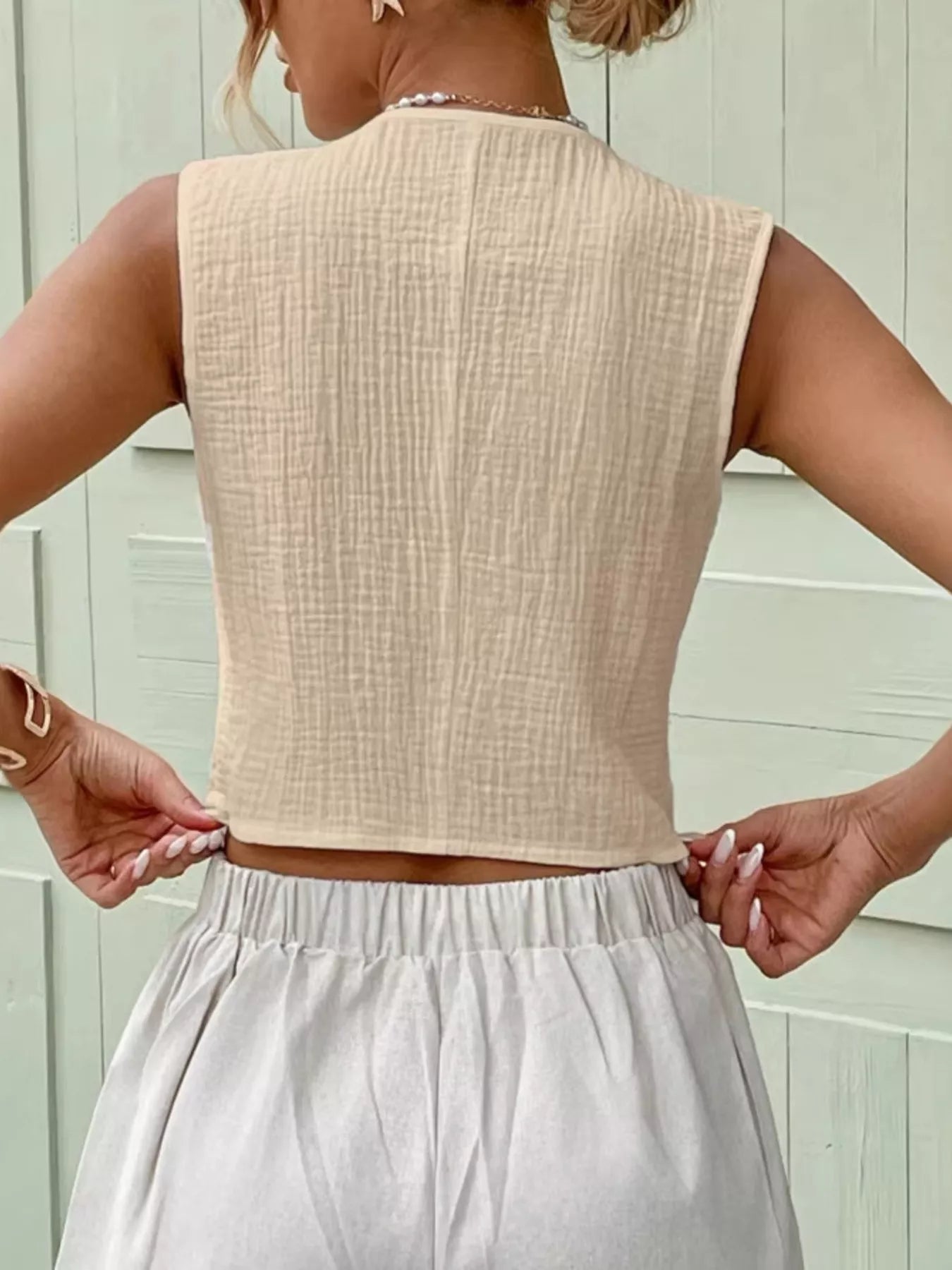 Textured Button-Front Vest 