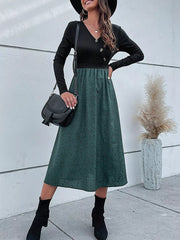 Animal Print Long Sleeve Midi Dress 