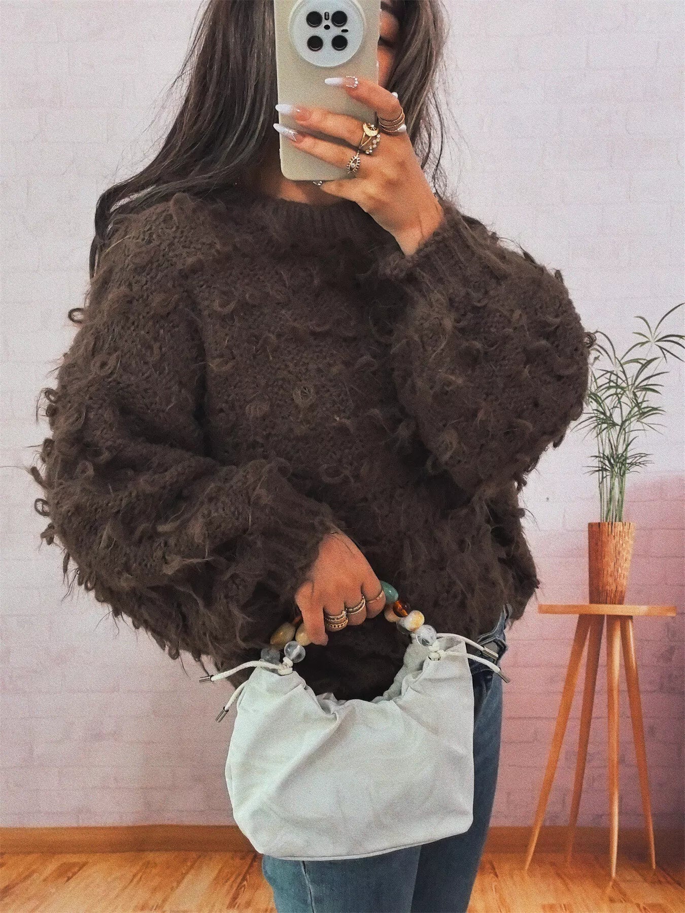Chunky Round Neck Long Sleeve Sweater 
