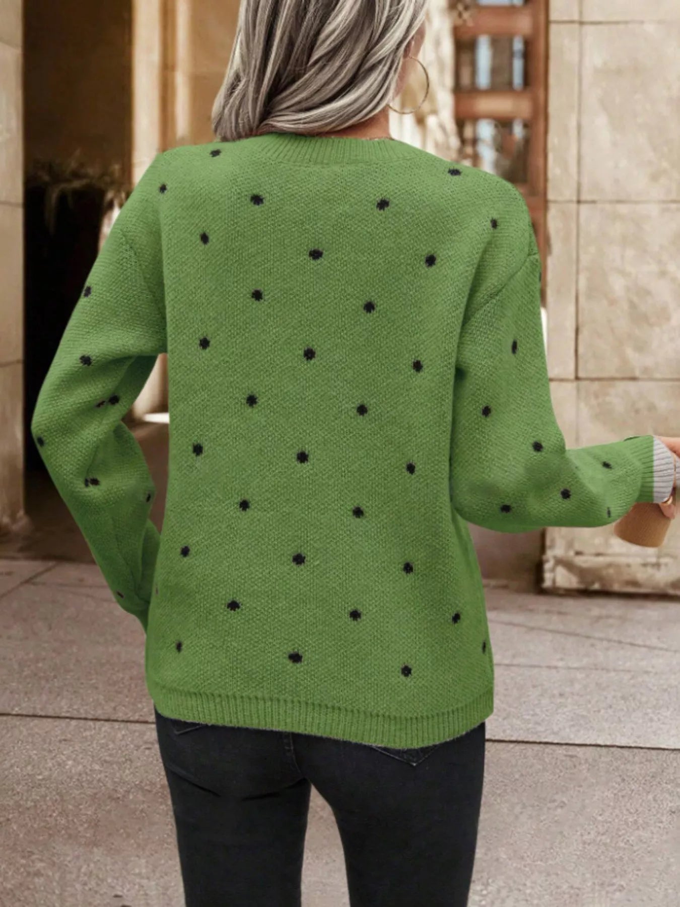 Polka Dot Long Sleeve Sweater 