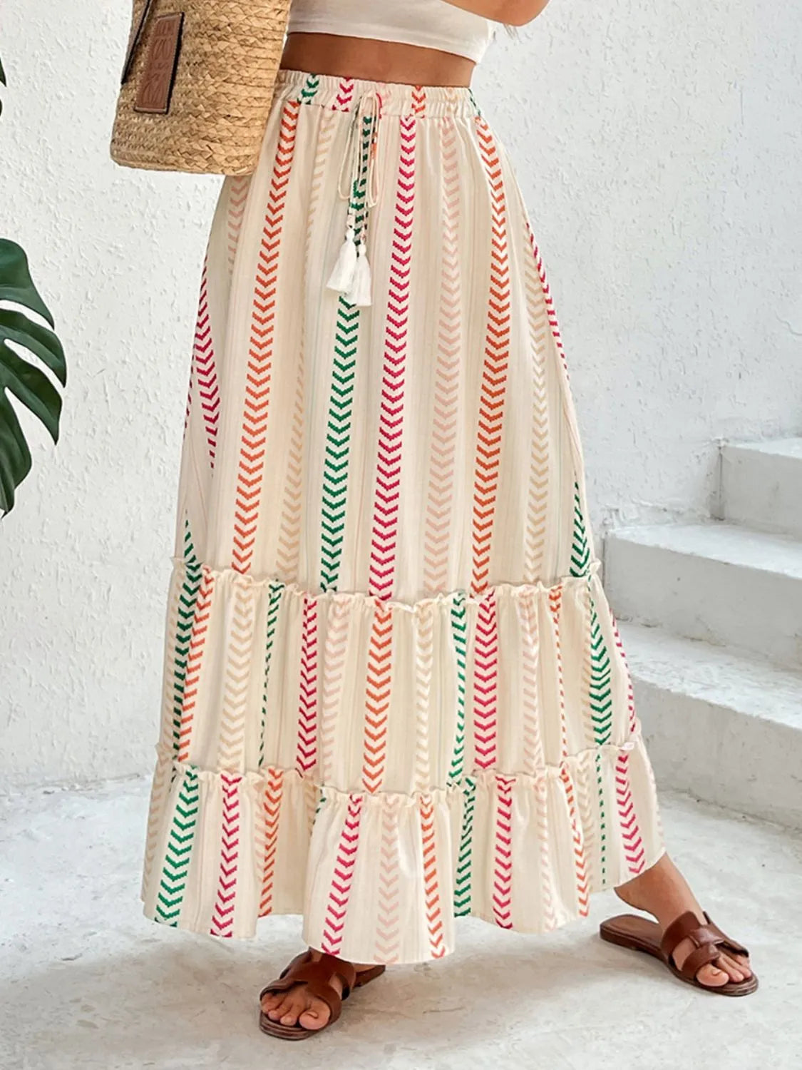 Frill Printed Maxi Skirt 