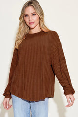 Basic Bae Full Size Ribbed Round Neck Long Sleeve T-Shirt 