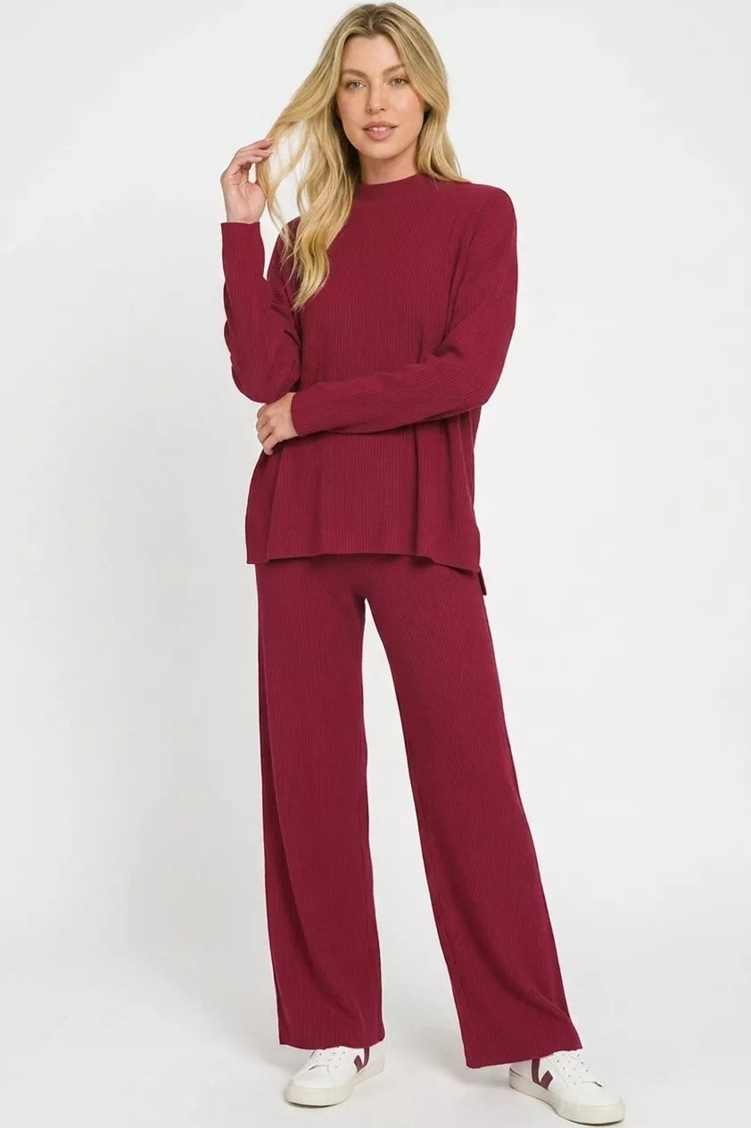 Zenana Viscose Sweater Top & Pants Set 