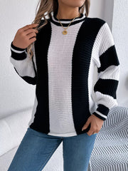 Color Block Round Neck Sweater 