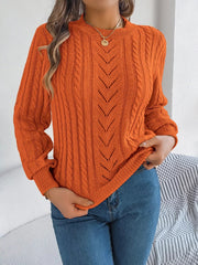 Cable-Knit Round Neck Sweater 