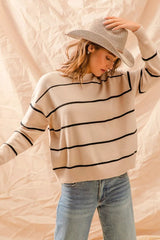 SO ME Stripe Crew Neck Basic Essential Sweater 