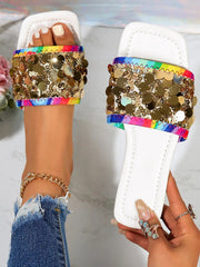Rainbow Sequin Slide Sandals 