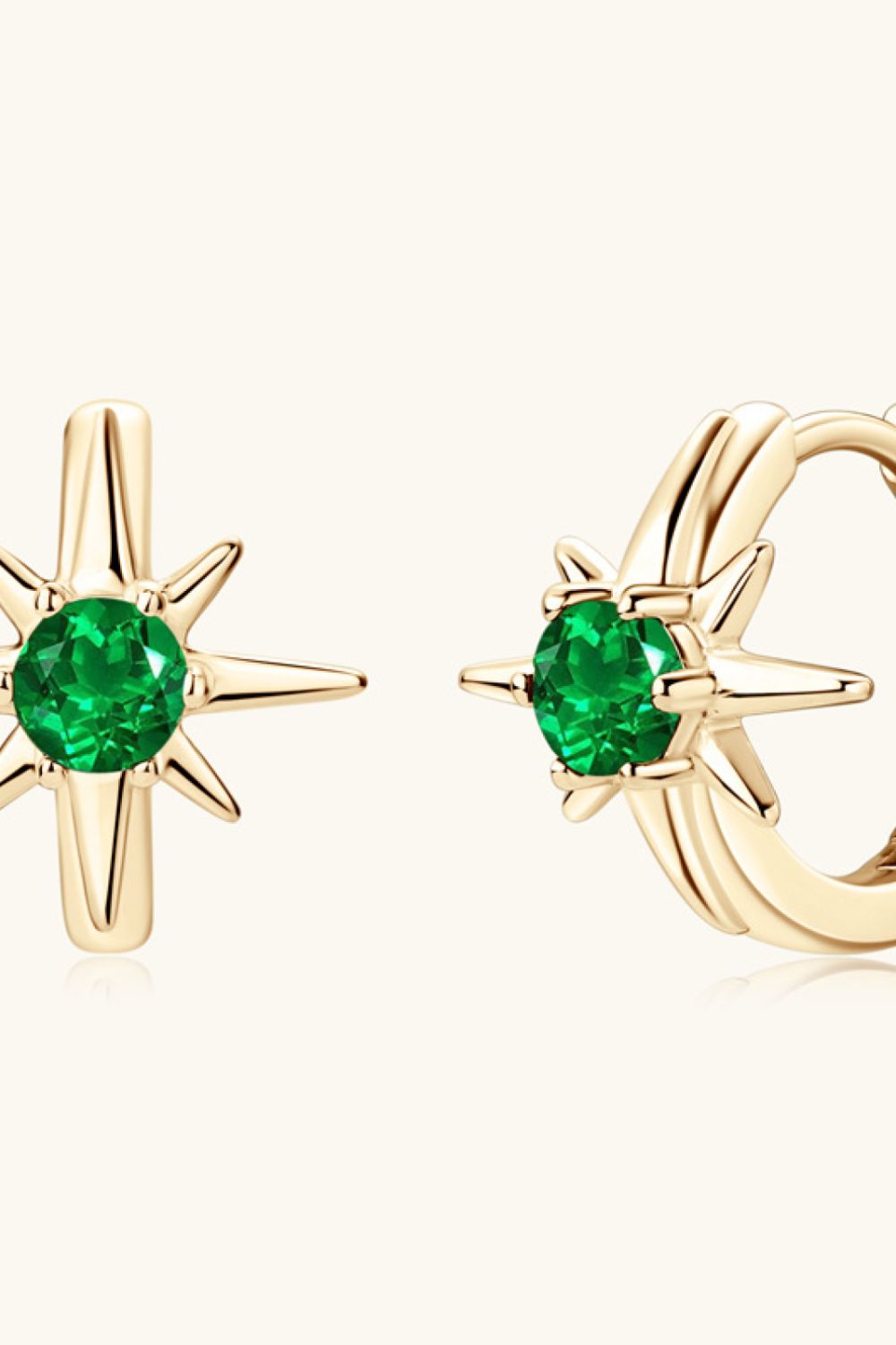 Lab-Grown Emerald Huggie Earrings 