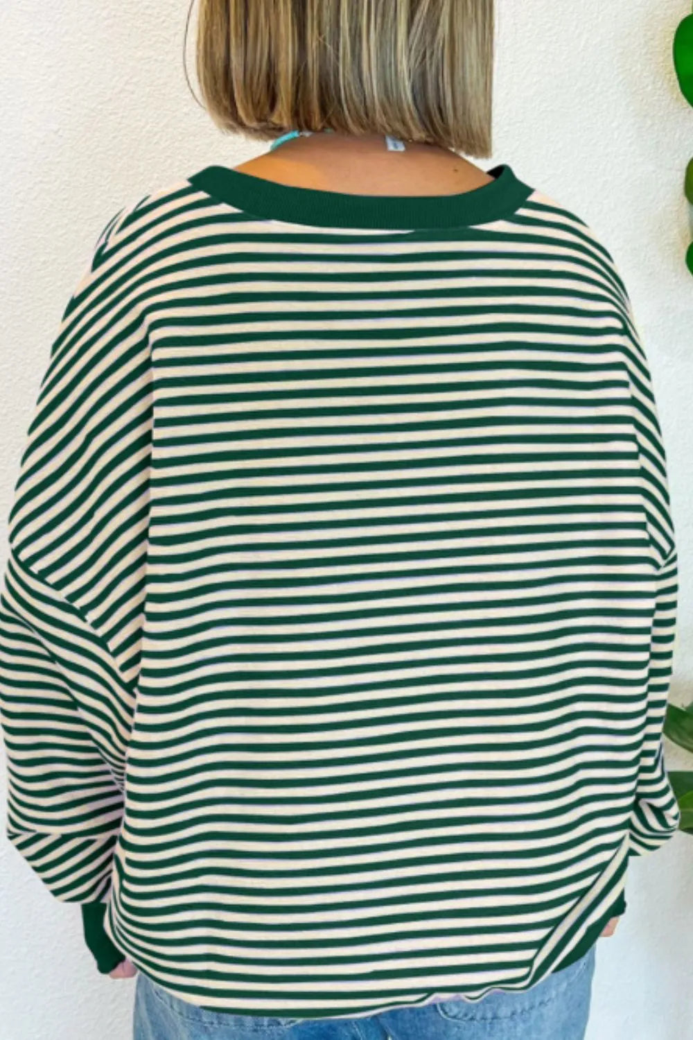 LUCKY Striped Round Neck Long Sleeve Sweatshirt 