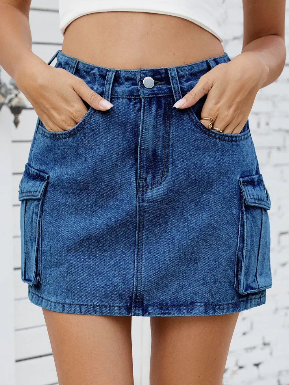 Cargo Denim Skirt 