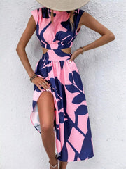 Cutout Printed Sleeveless Dress 