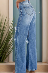Distressed High Waist Bootcut Jeans 