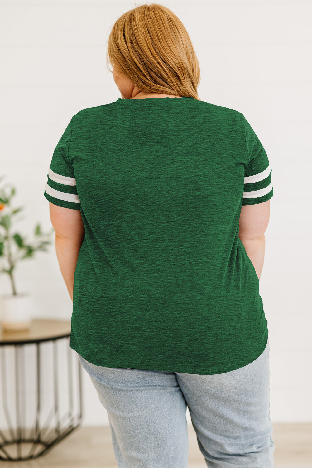 Plus Size Striped V-Neck Tee Shirt 
