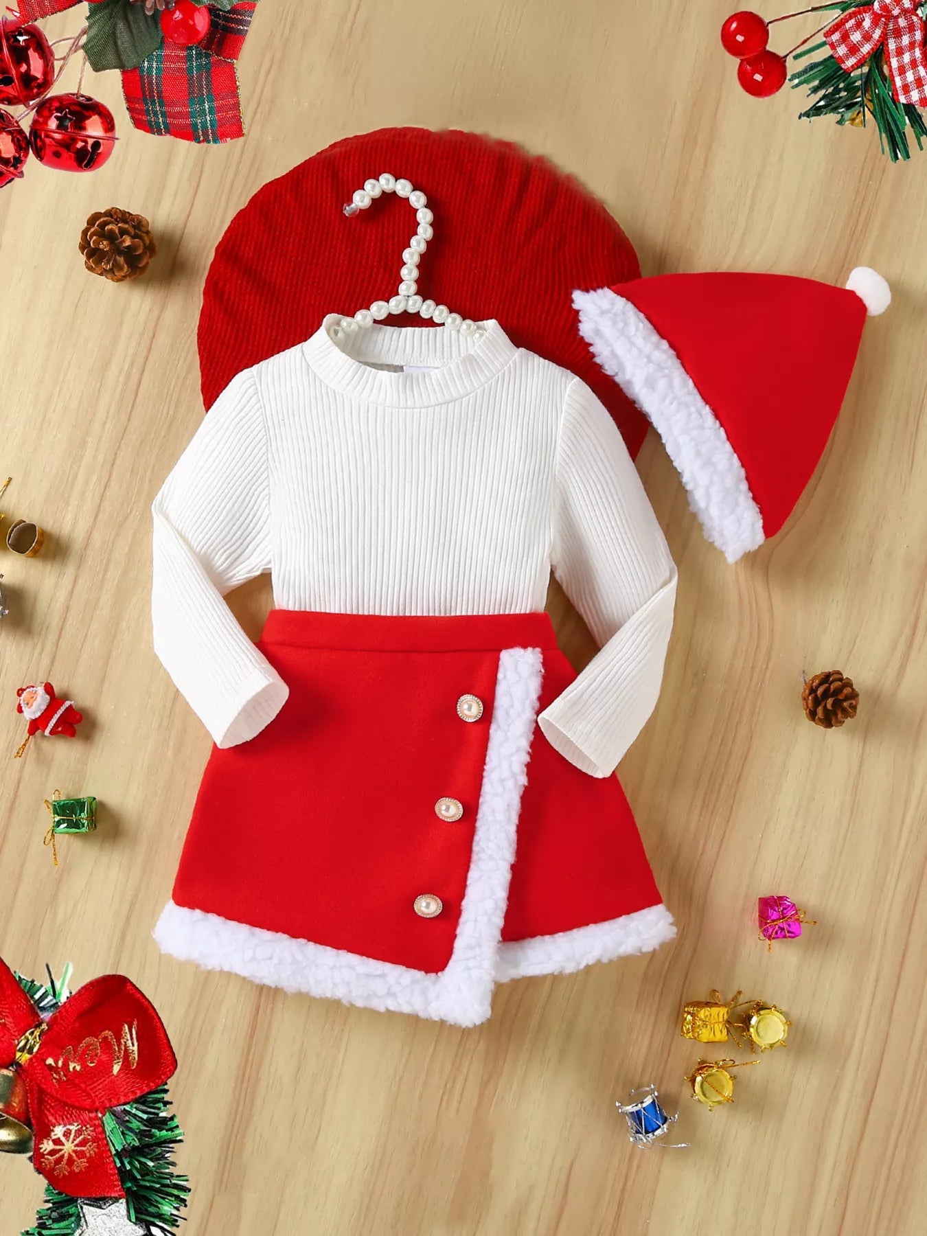 Children's Christmas Outfit Set with Santa Hat 