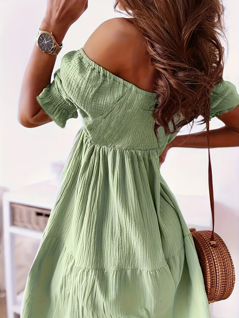 Full Size Ruffled Off-Shoulder Short Sleeve Dress 