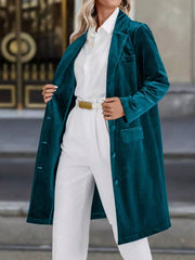 Lapel Collar Long Sleeve Longline Coat 