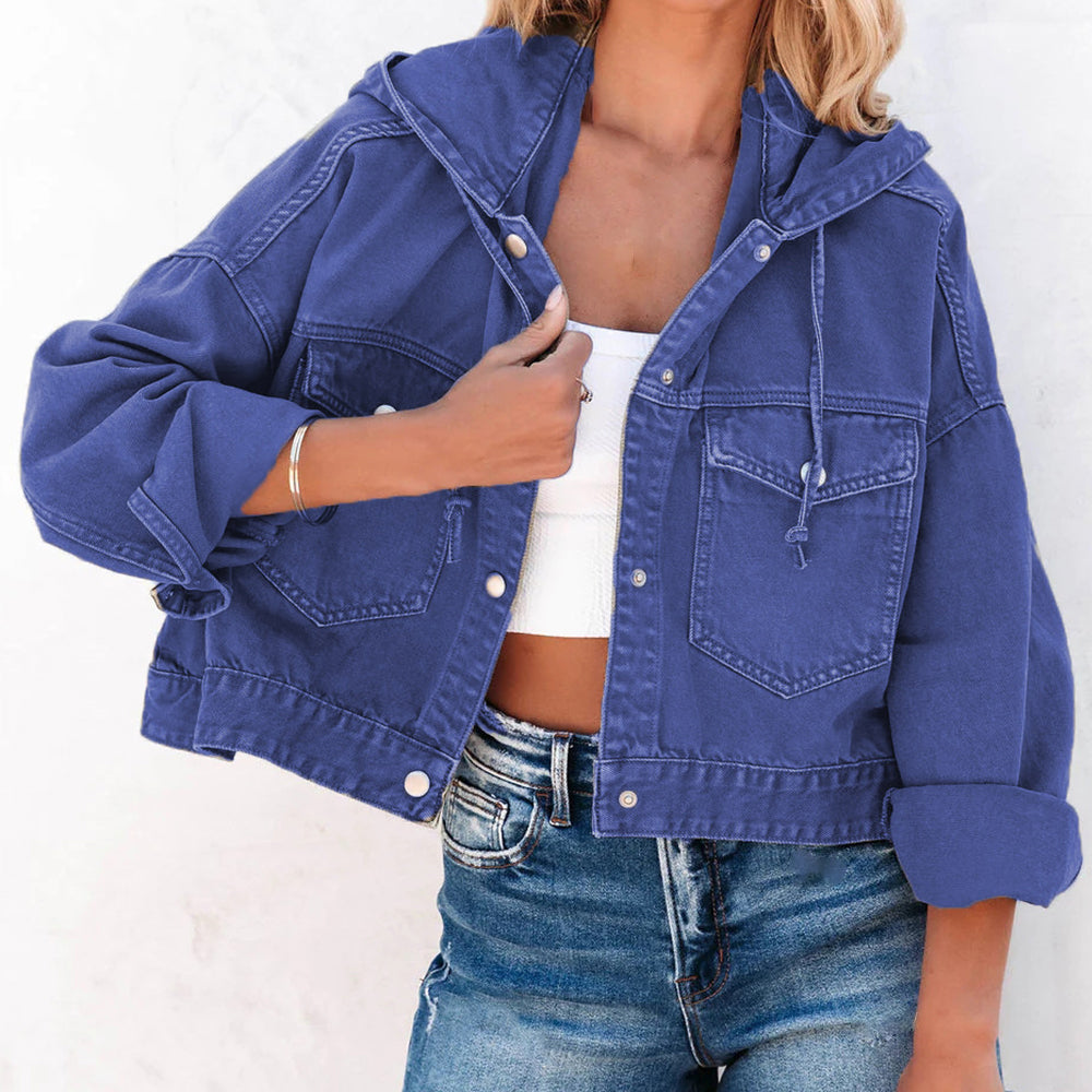 Hooded Dropped Shoulder Denim Jacket 