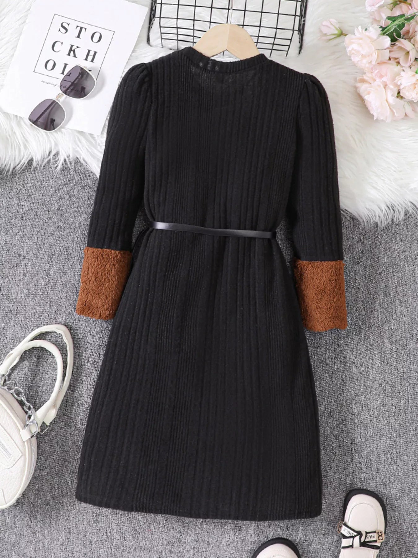 Children's Ribbed Knit Long Sleeve Dress 