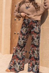 Plus Size Printed Wide Leg Long Pants 