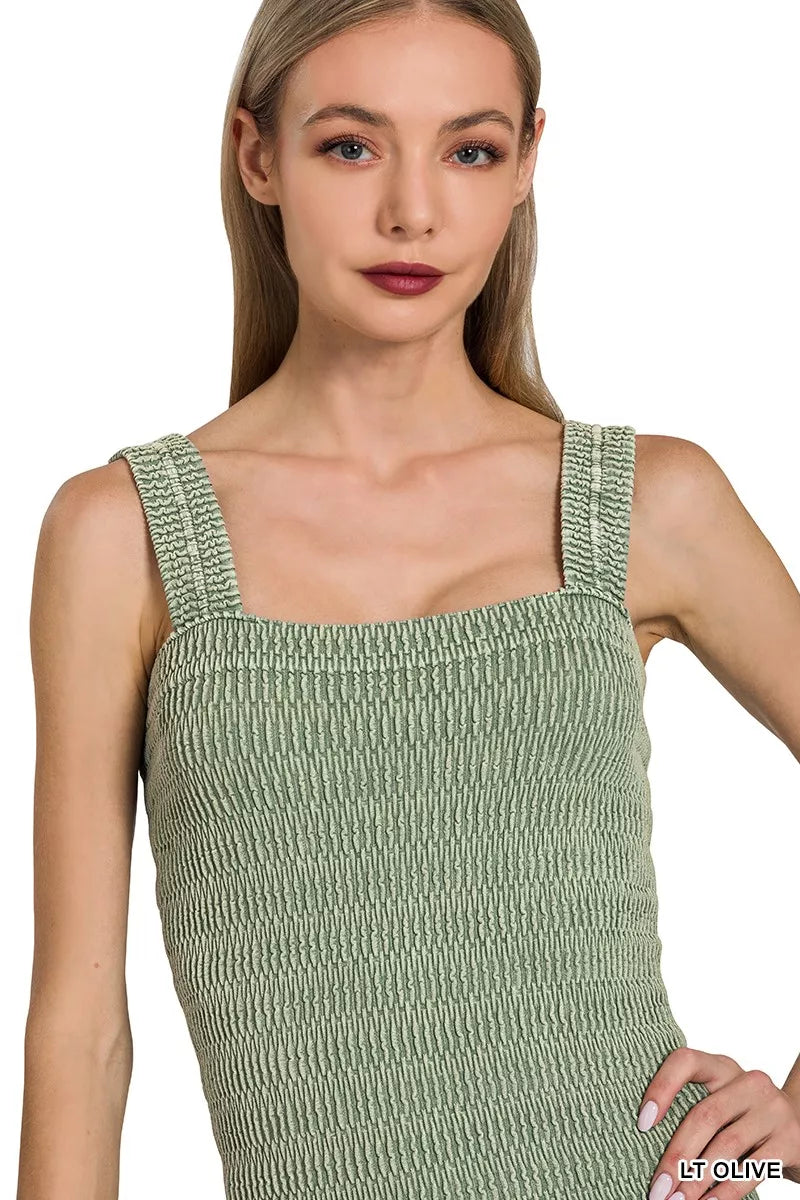 Zenana Seamless Winkle Stone Washed Tank Top 