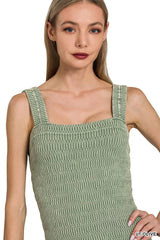 Zenana Seamless Winkle Stone Washed Tank Top 