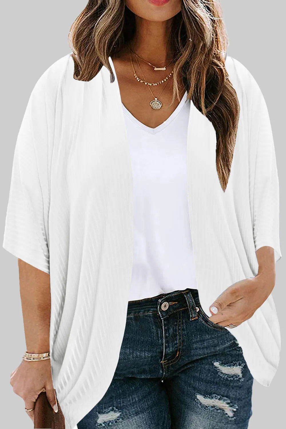 Plus Size Ribbed Cocoon Cover Up 