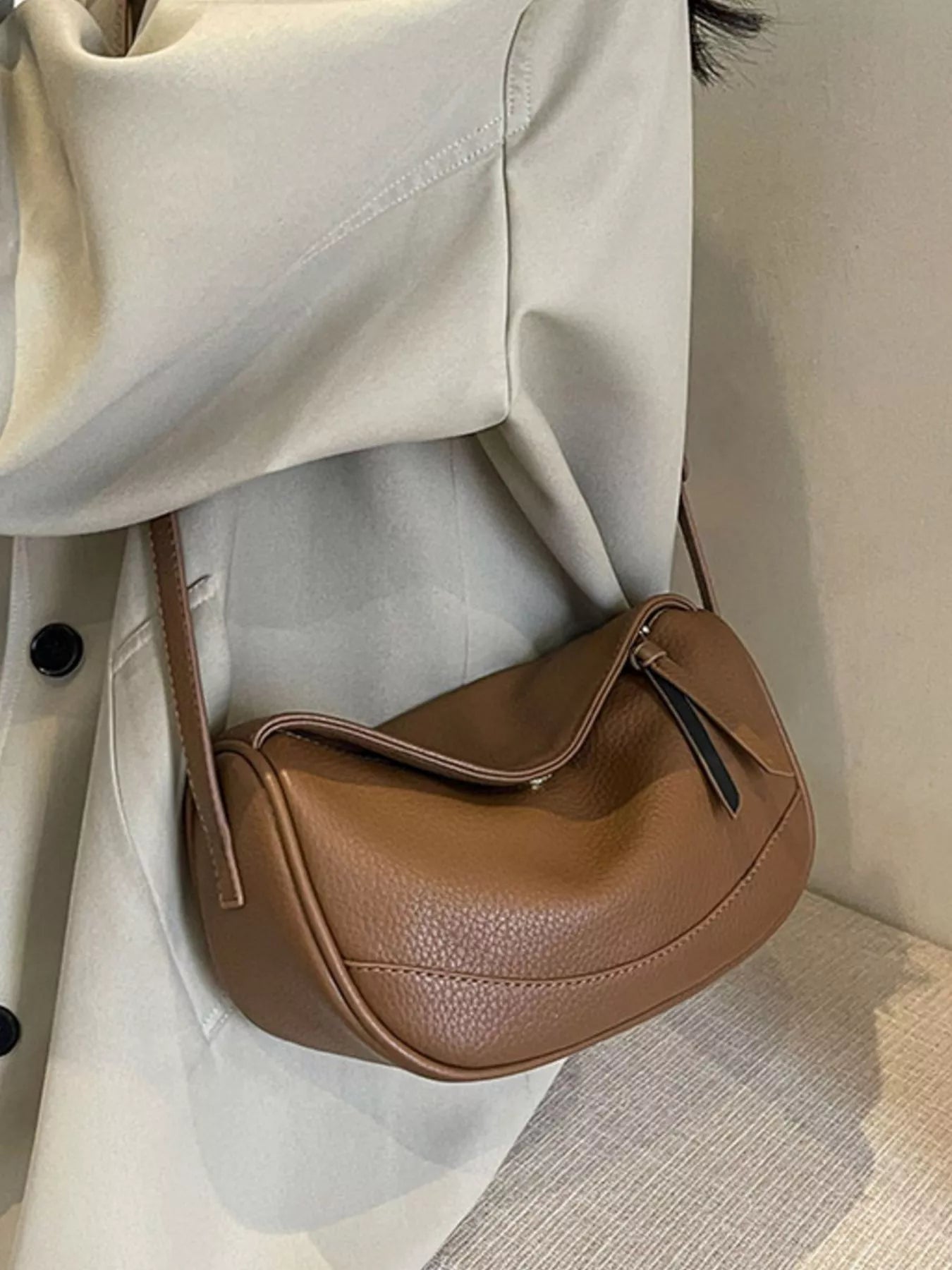 Minimalist Style Leather Crossbody Bag 