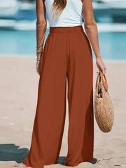 Full Size Drawstring Waist Wide Leg Pants Plus Size 