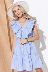 And The Why Chevron Ruffle Florence Hem Casual Dress 