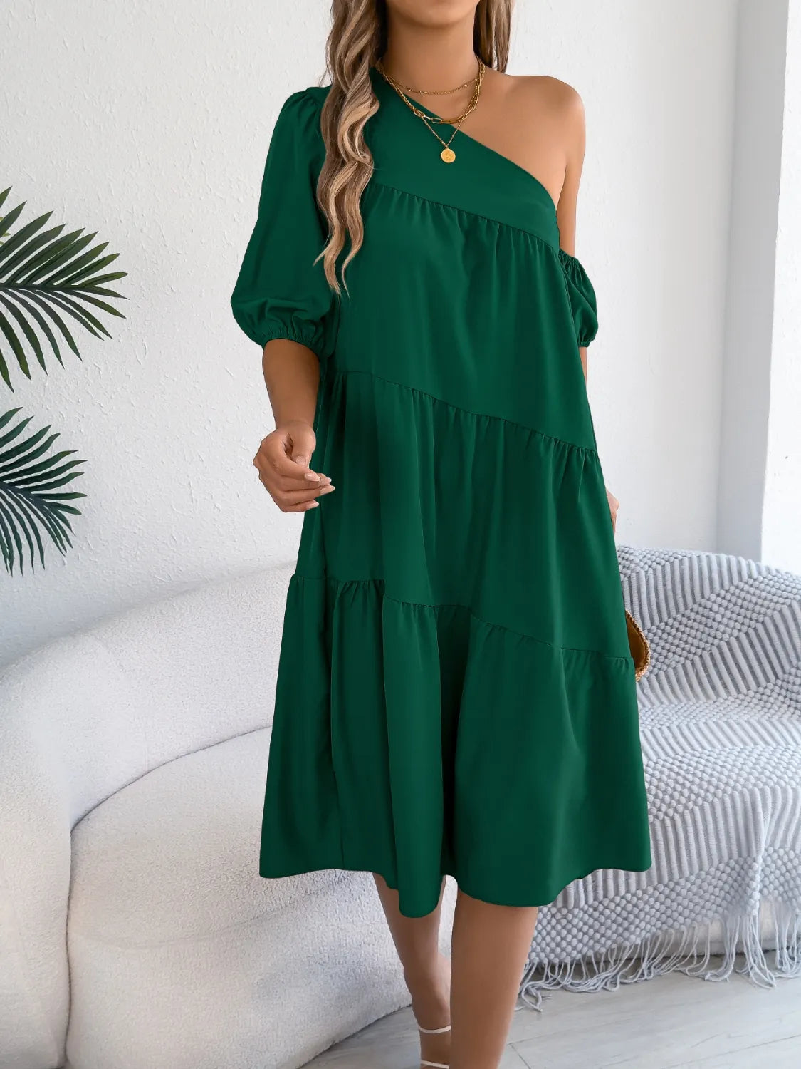 Single Shoulder Tiered Dress 