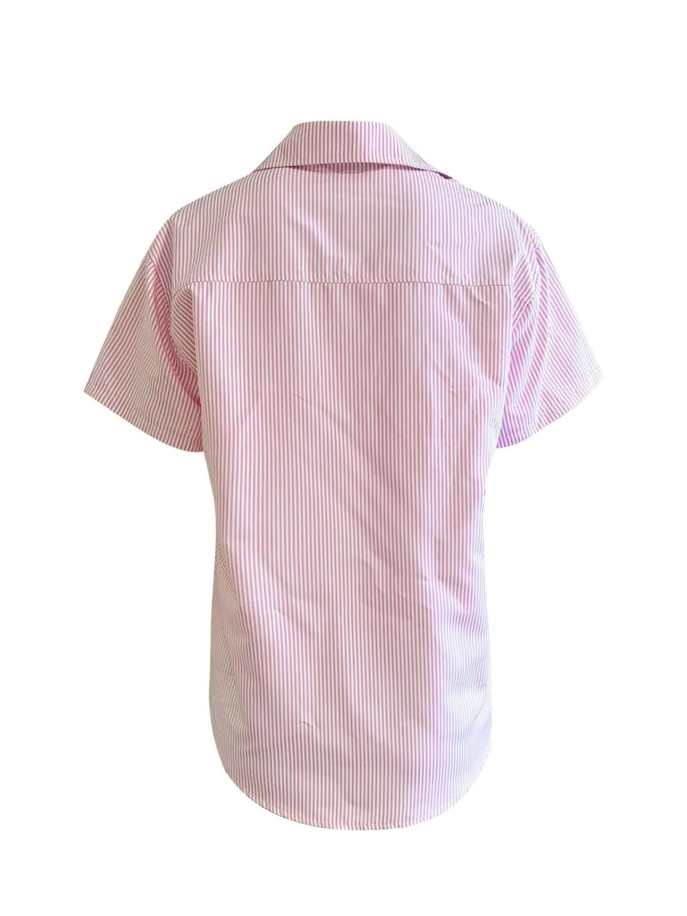 Full Size Striped Button-Up Casual Shirt with Pocket Plus Size 