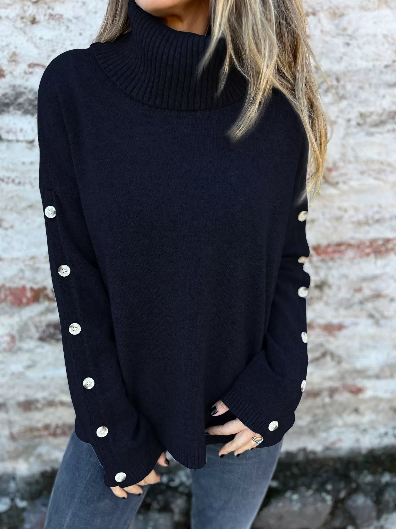 Full Size Turtleneck Long Sleeve Sweater Plus Size 