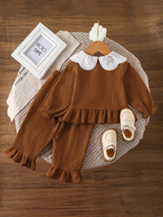 Children's Ruffle Trim Bow Decor Baby Set 