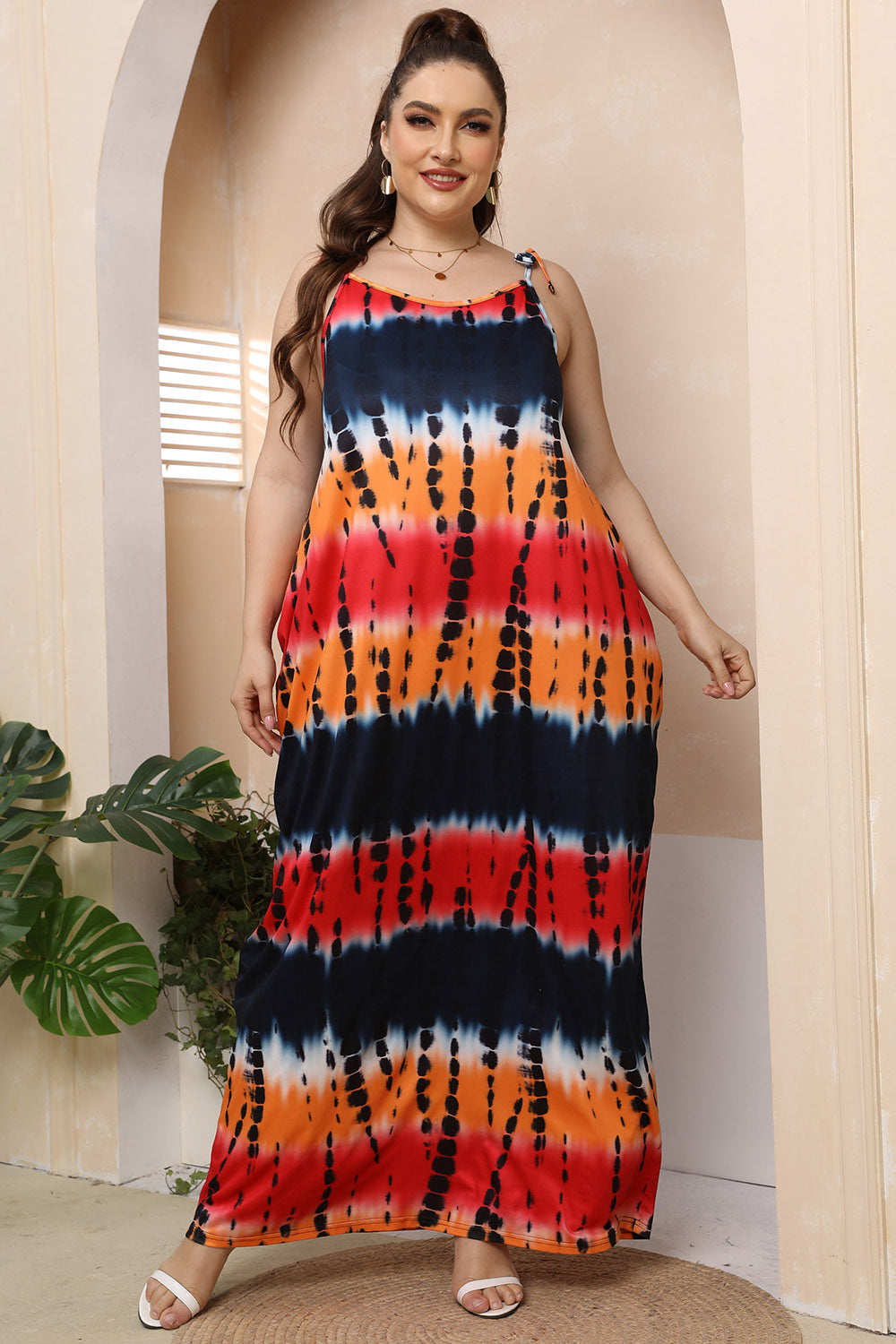 Plus Size Tie-Shoulder Maxi Dress 