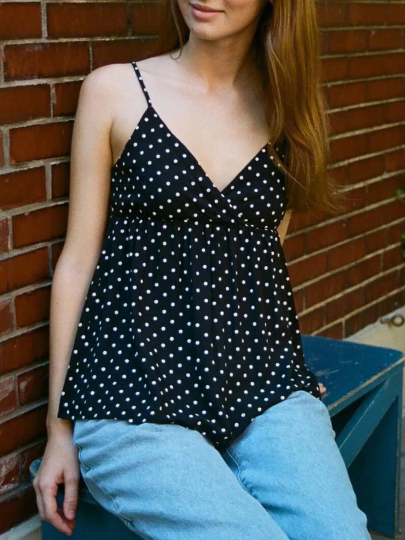 Polka Dot V-Neck Flowy Cami 