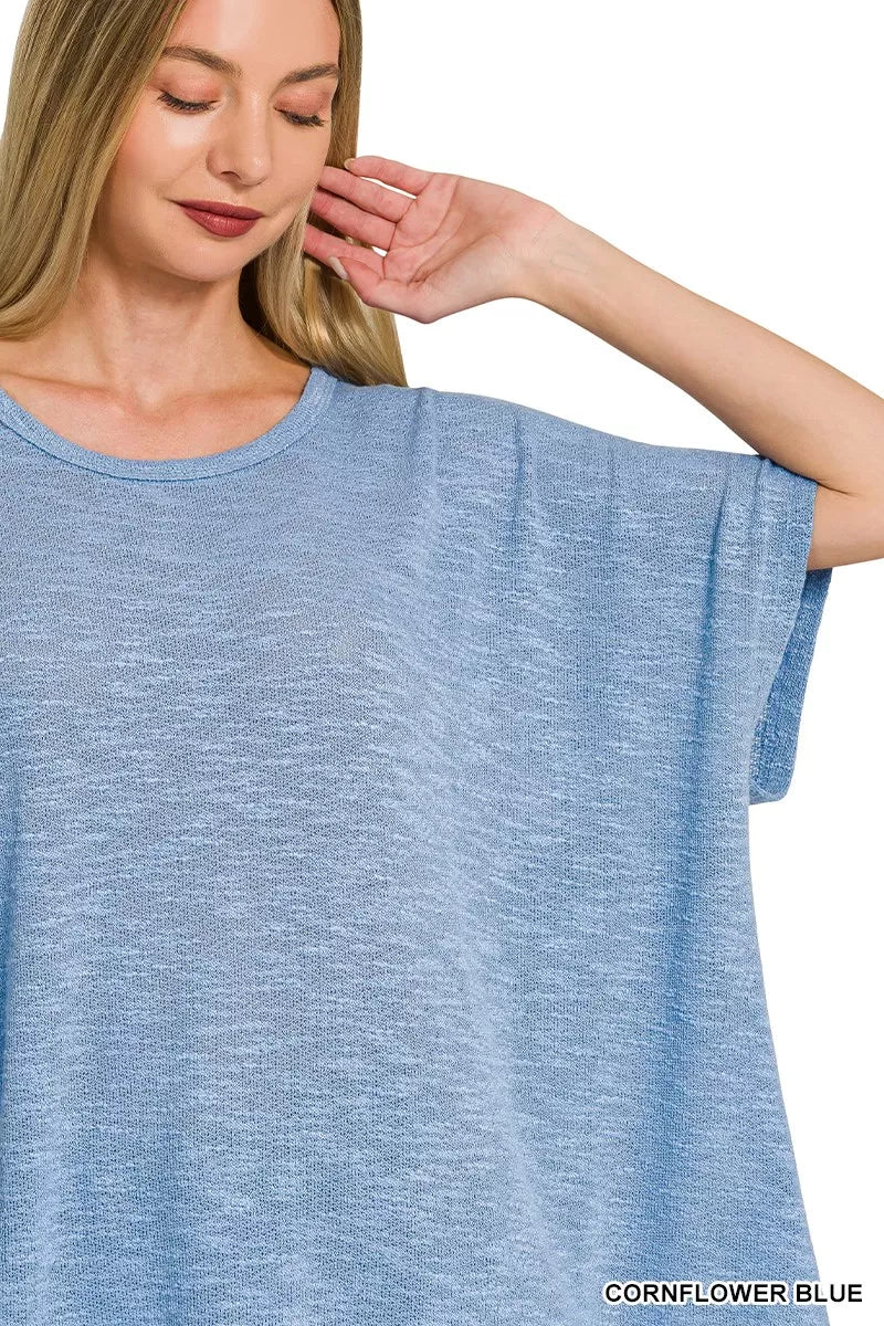 Zenana Oversized Slub Hacci Top 
