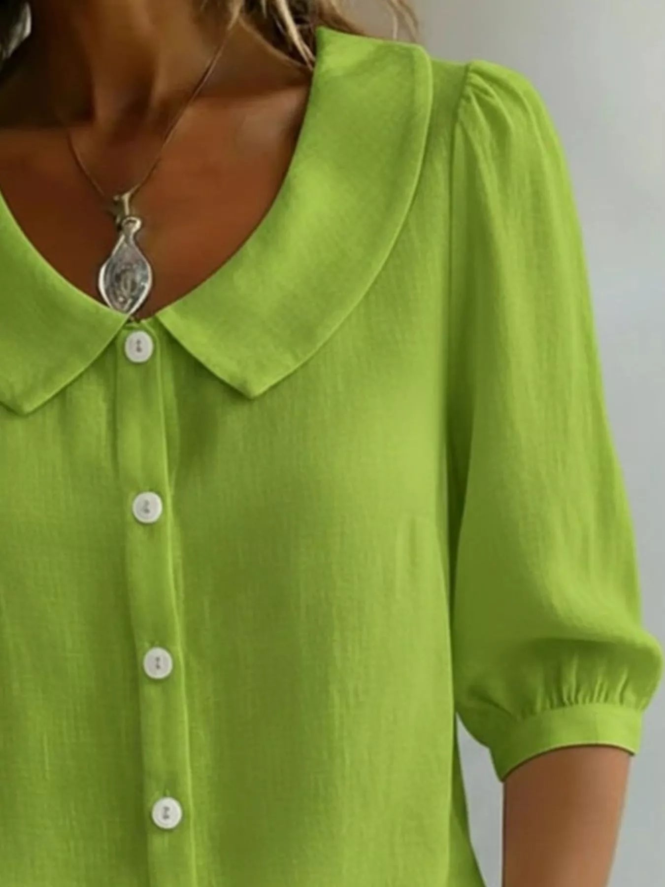 Full Size Peter Pan Collar Button-Down Shirt Plus Size 