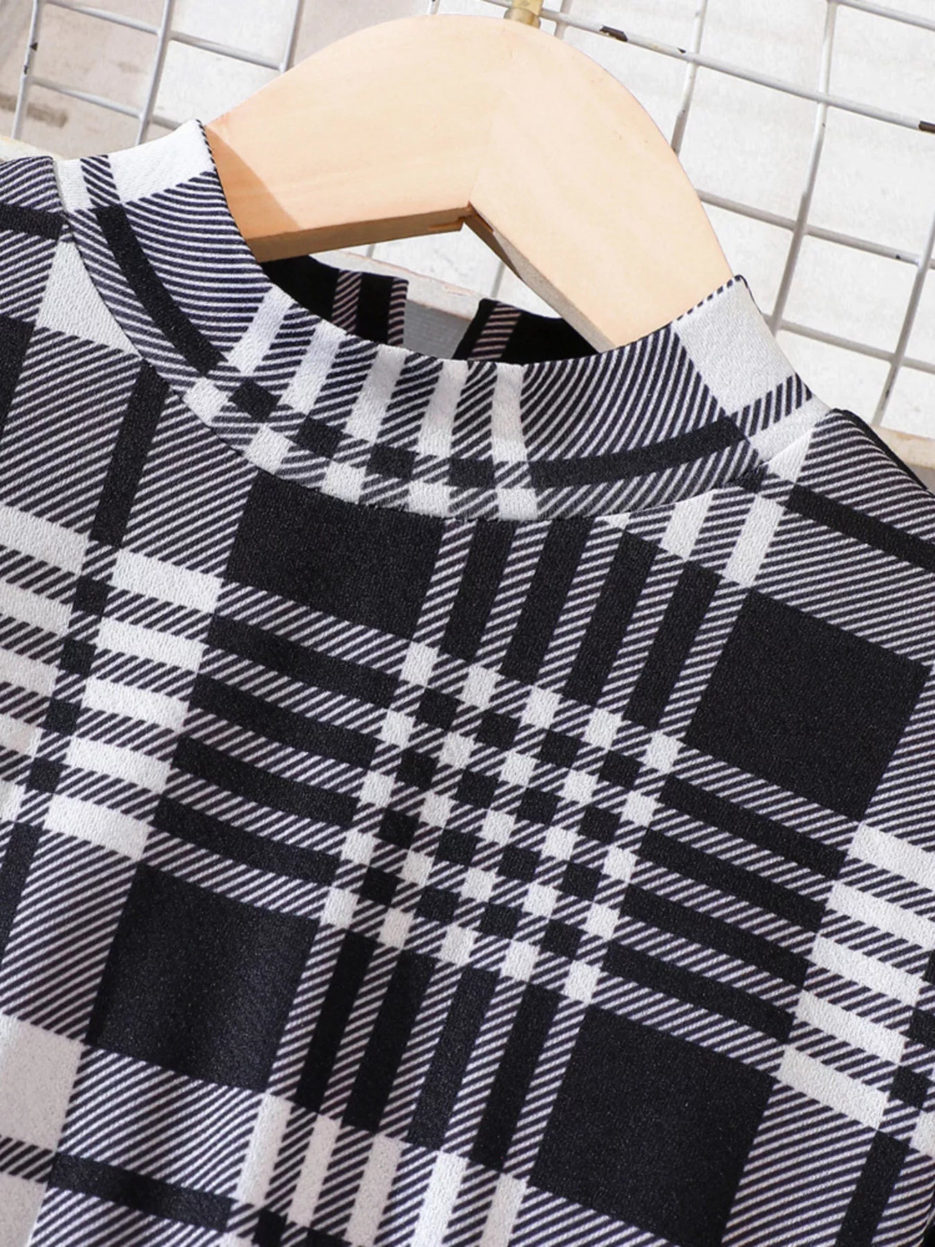 Children's Plaid Print Long Sleeve Dress 