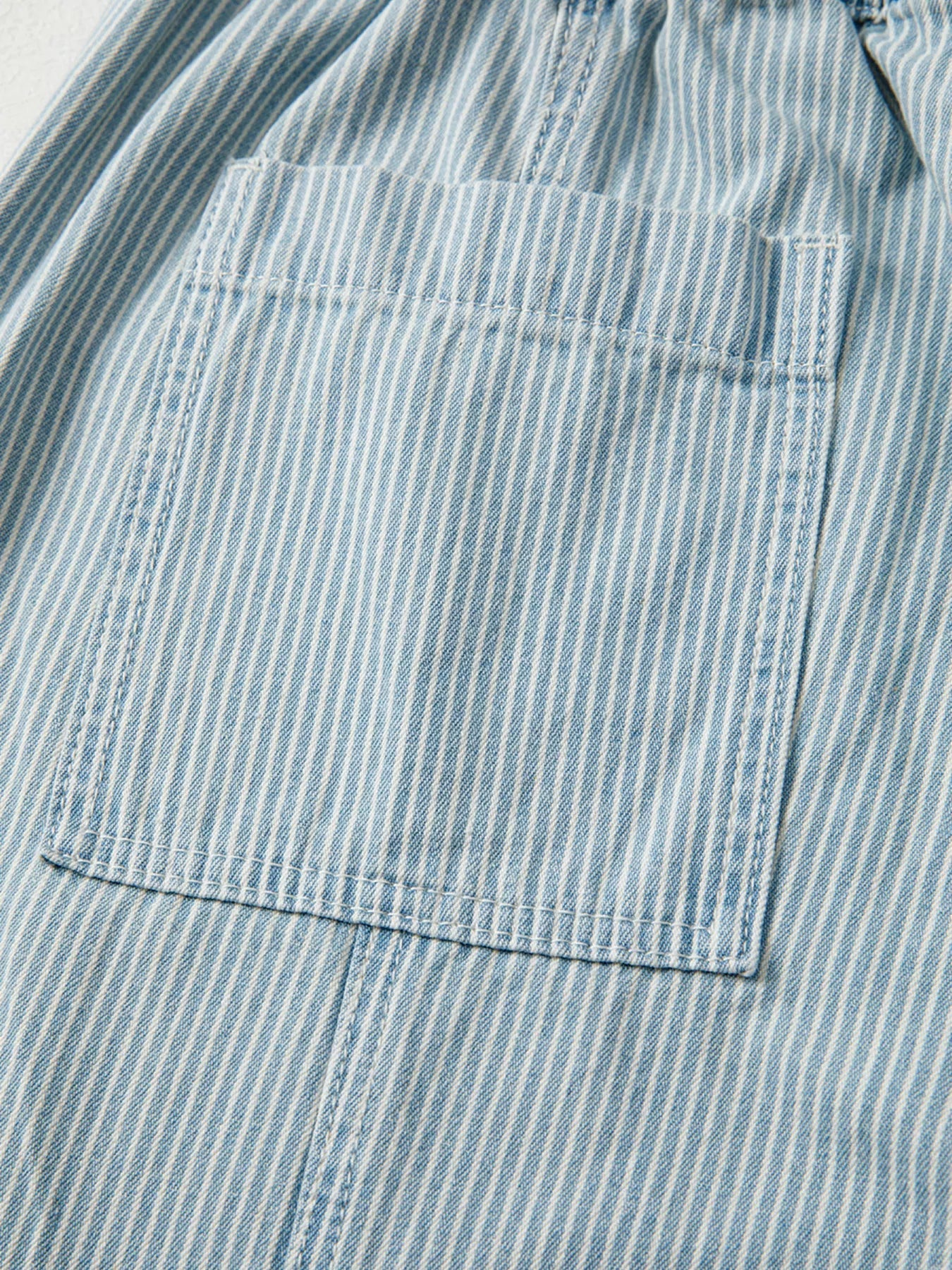 Stripe Mid Rise Drawstring Waist Jeans 