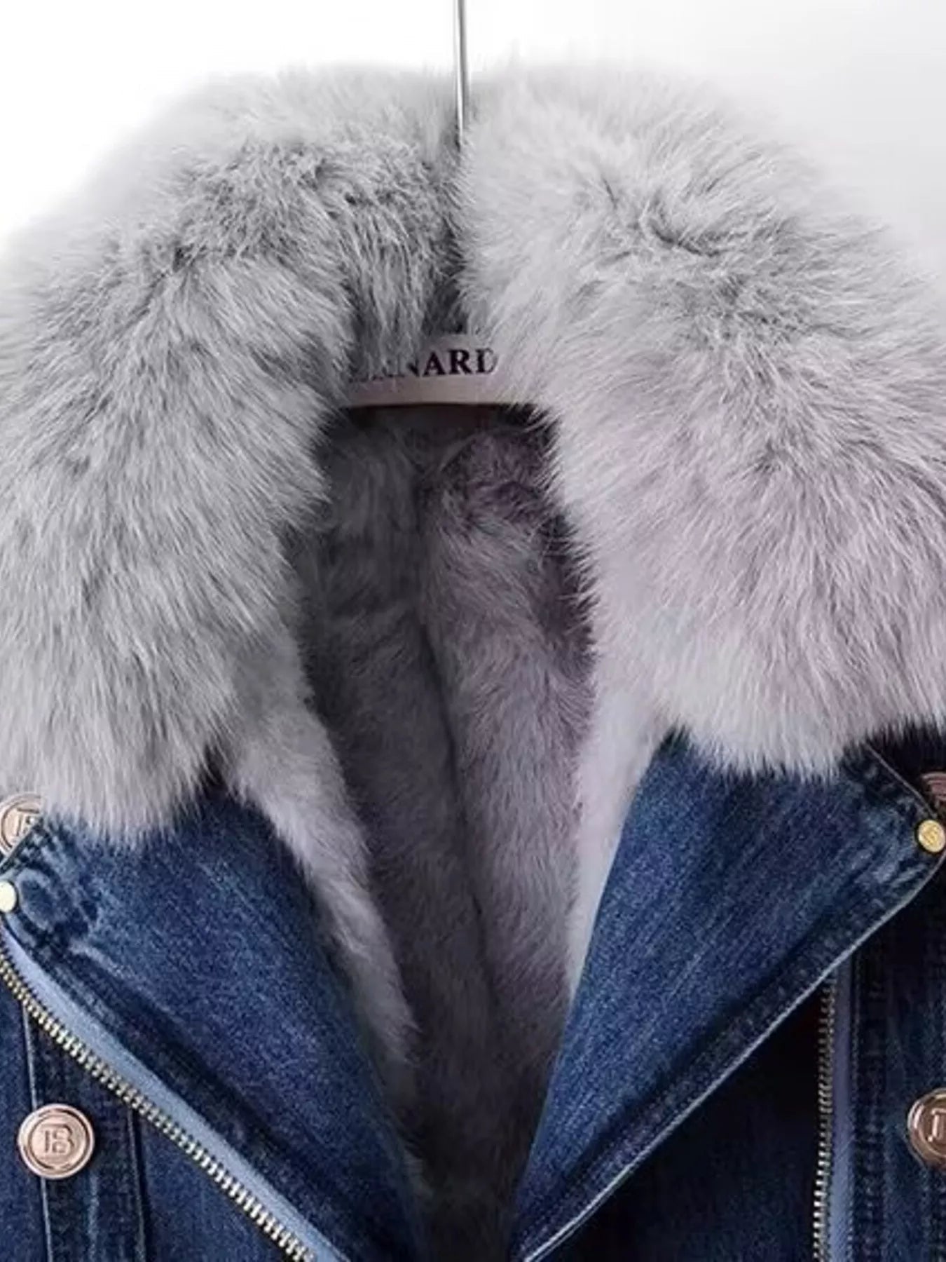 Full Size Faux Fur Collar Denim Jacket Plus Size 