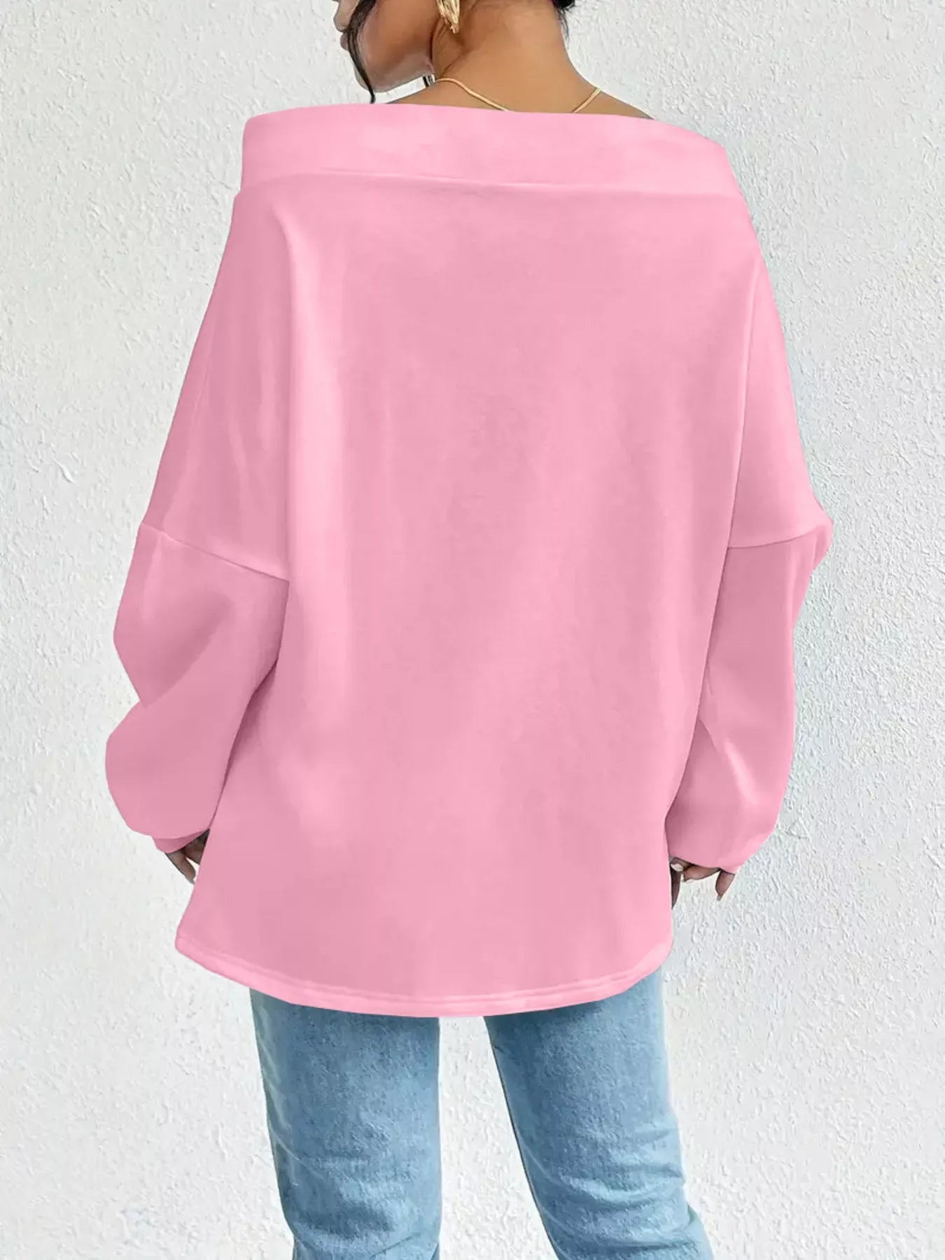 Full Size Off-Shoulder Drawstring Long Sleeve Top Plus Size 
