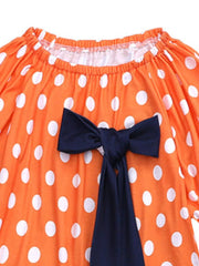 Children's Halloween Ghost Polka Dot Dress with Bow 