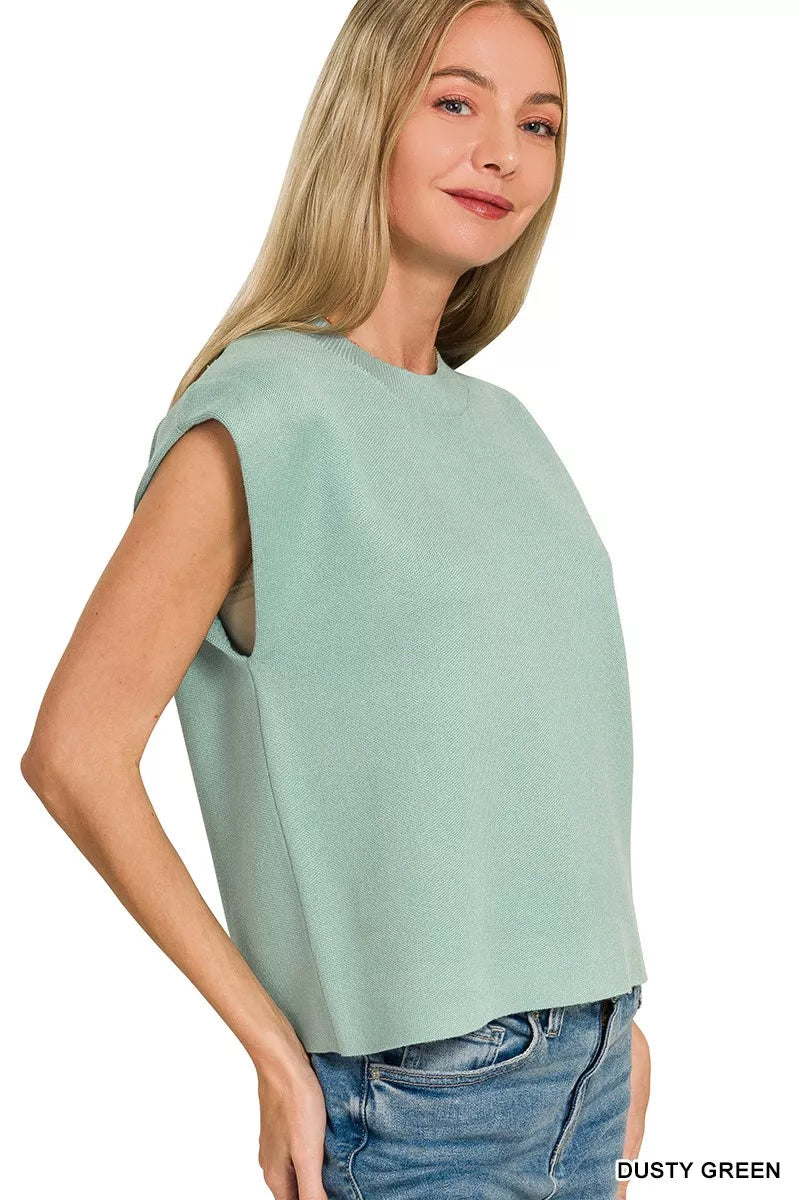 Zenana Round Neck Viscose Sweater Vest 