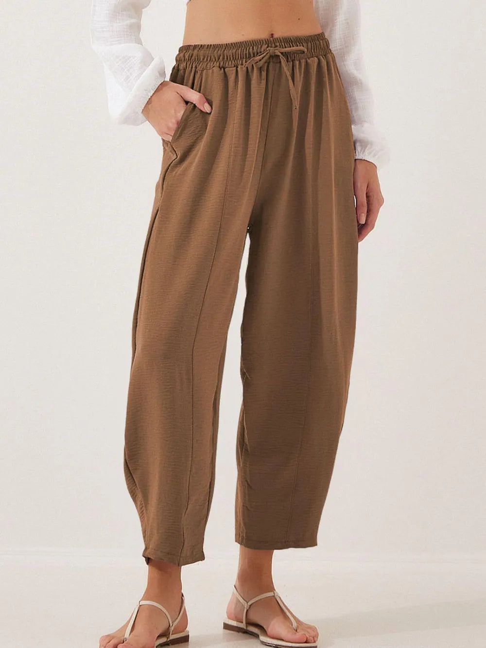 Full Size Drawstring Cropped Jogger Pants Plus Size 