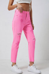Star Raw Hem Distressed Jeans 