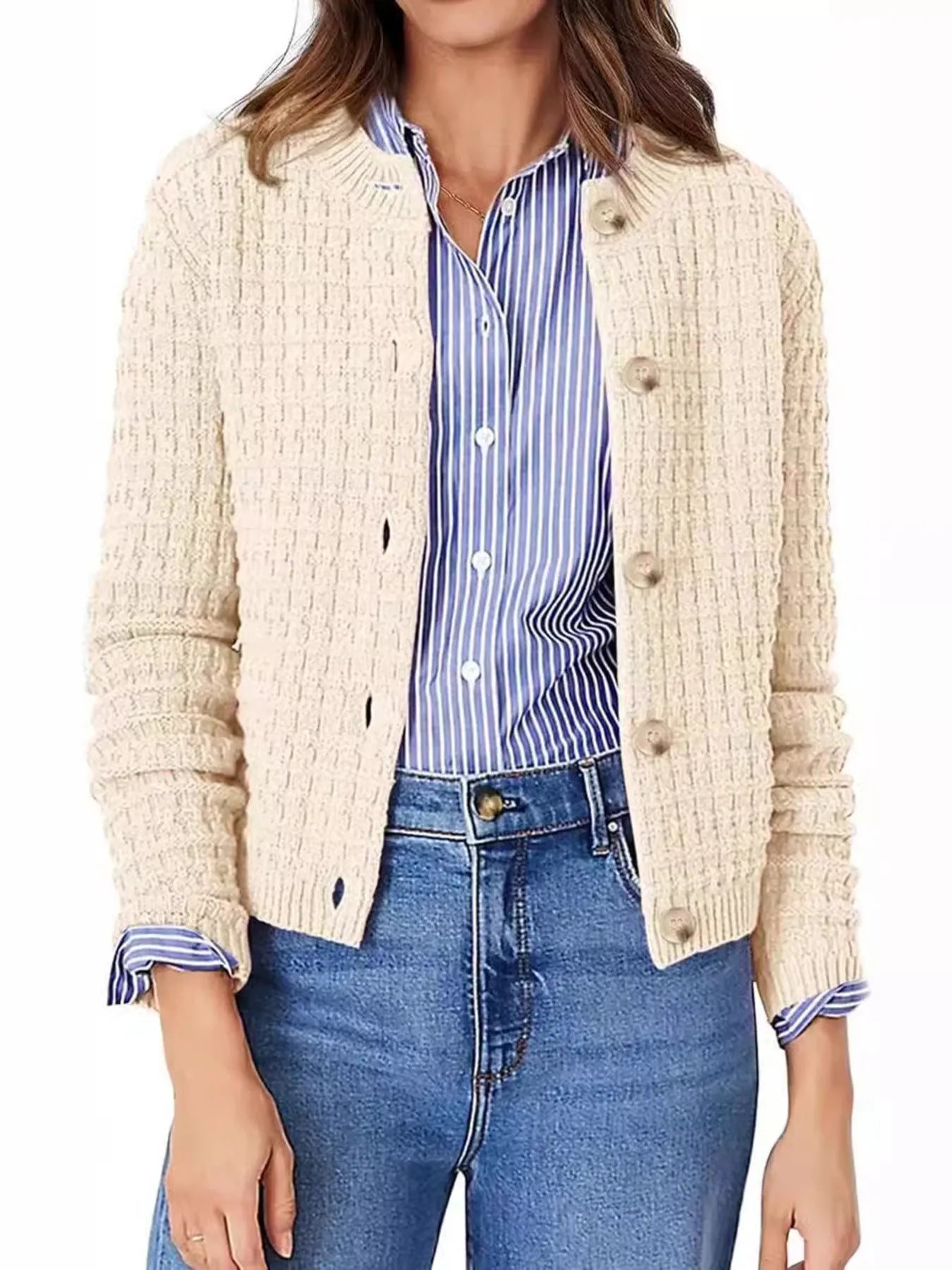 Button-Up Long Sleeve Cardigan 